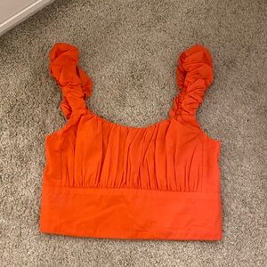 Abercrombie red/pink Cropped tank with ruching